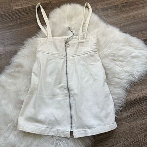White Overall Zip-Up Dress
